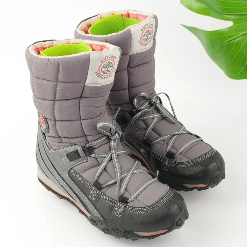 Timberland Womens Winter Boot Size 8.5 Waterproof Gray Quilted‎ Insulated Snow